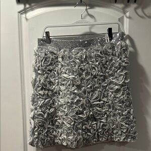 Anthropologie Silver Sequin Mini Skirt
